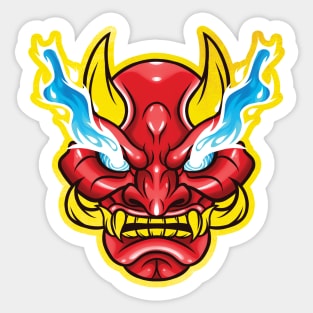 Gold Oni Mask Japanese Devil Demon Sticker